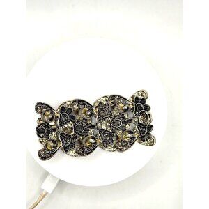 Gorgeous vintage stretch lace pewter bracelet cuff 1.75" inches wide 1980s